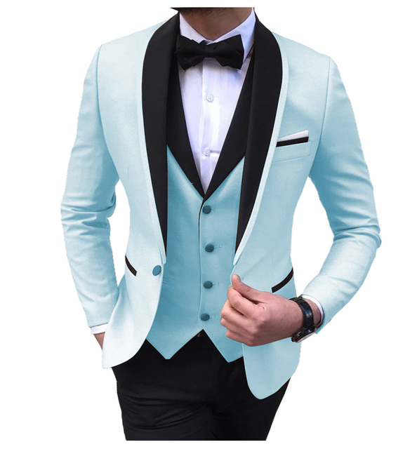 3 piezas de masa de altura de chal de moda esmoquin para boda para boda (blazer+chaleco+pantalones)