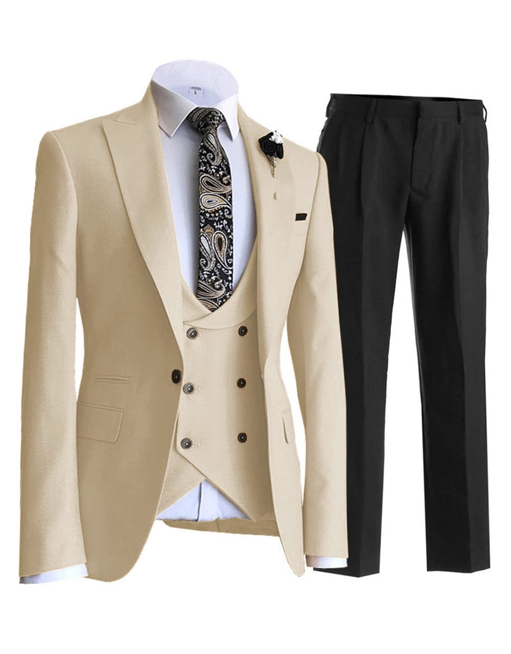 ceehuteey 3 Pieces Mens Suit Design Slim Fit Peak Lapel Tuxedos  (Blazer+vest+Pants)