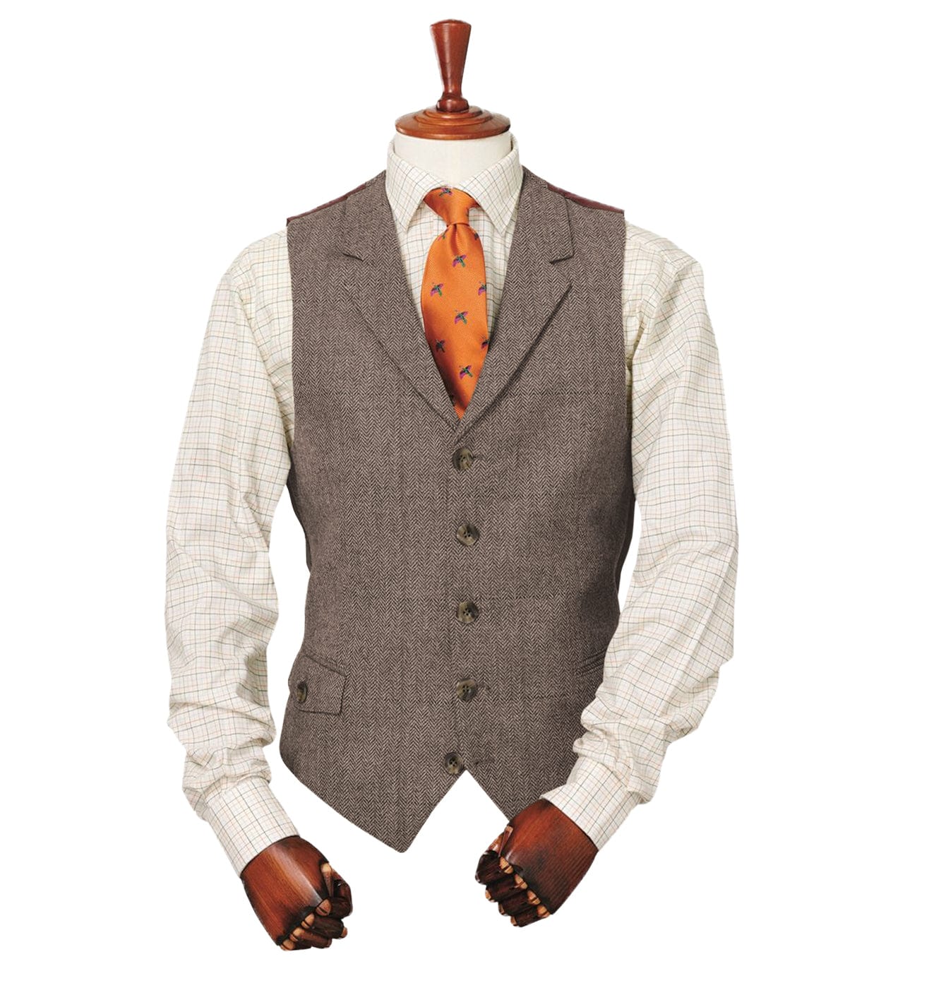 ceehuteey Copy of Men's Classic vintage Herringbone Notch Lapel Waistcoat