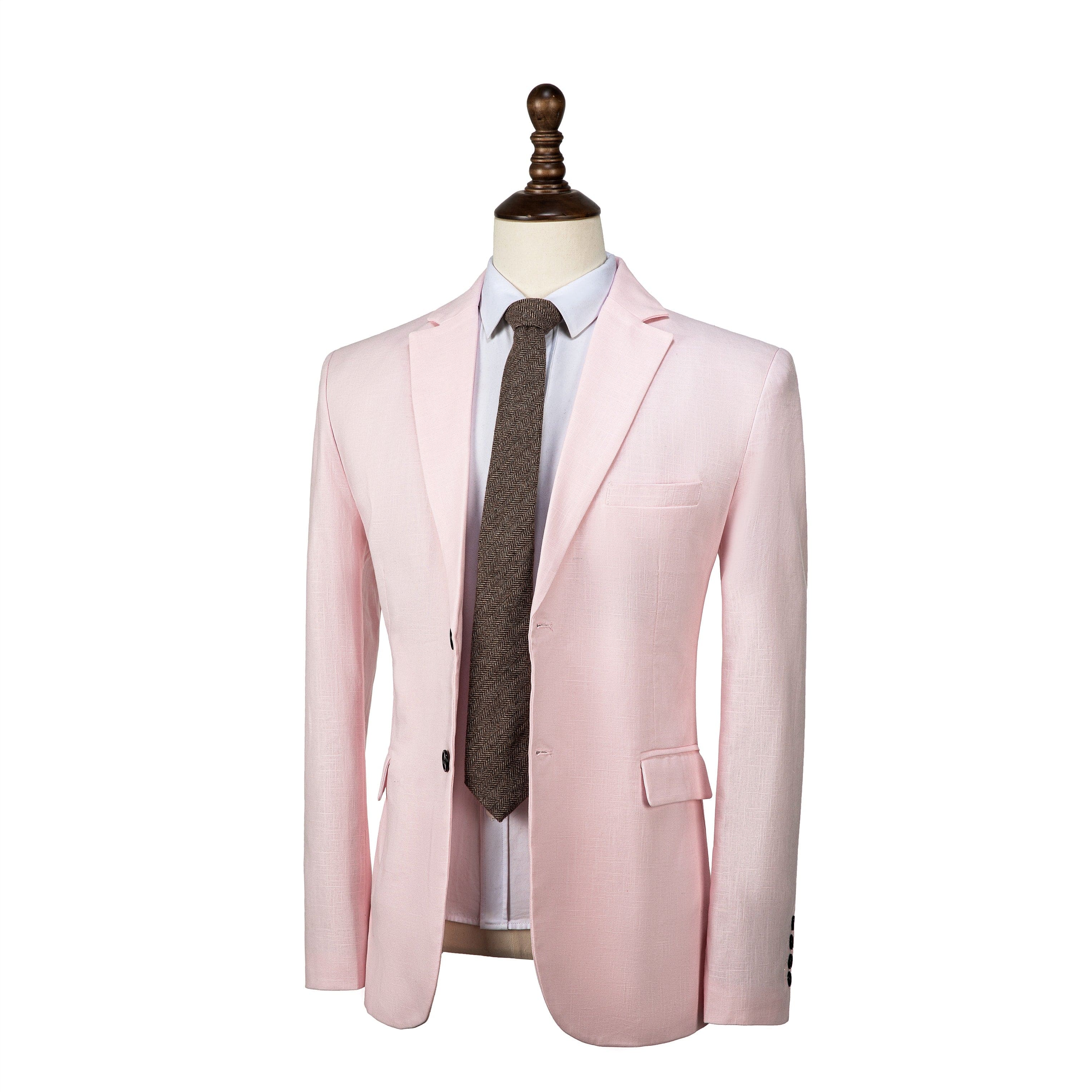 ceehuteey Fashion Formal Men's Linen Regular Notch Lapel Blazer