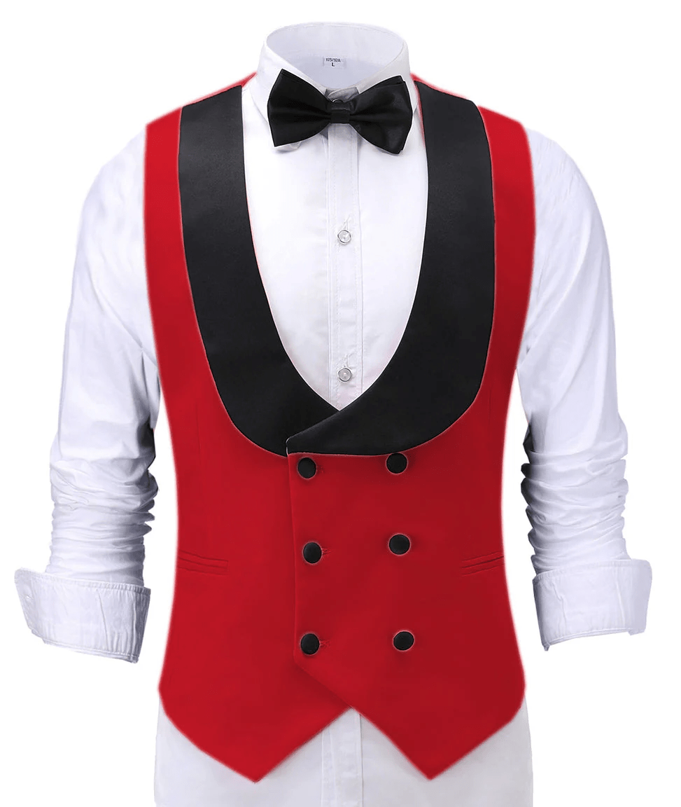 ceehuteey Fashion Men's Suit Vest Regular Fit Shawl Lapel Waistcoat For Wedding