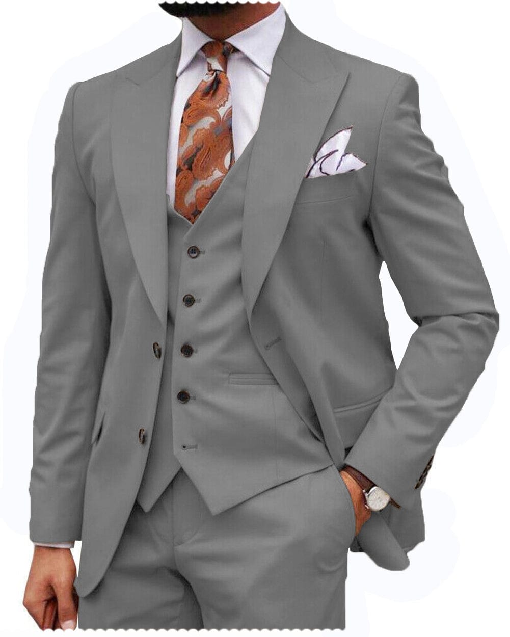 ceehuteey Formal Men's 3 Piece Regular Fit Peak Lapel  Men's Express Suit (Blazer+Vest+Pants)