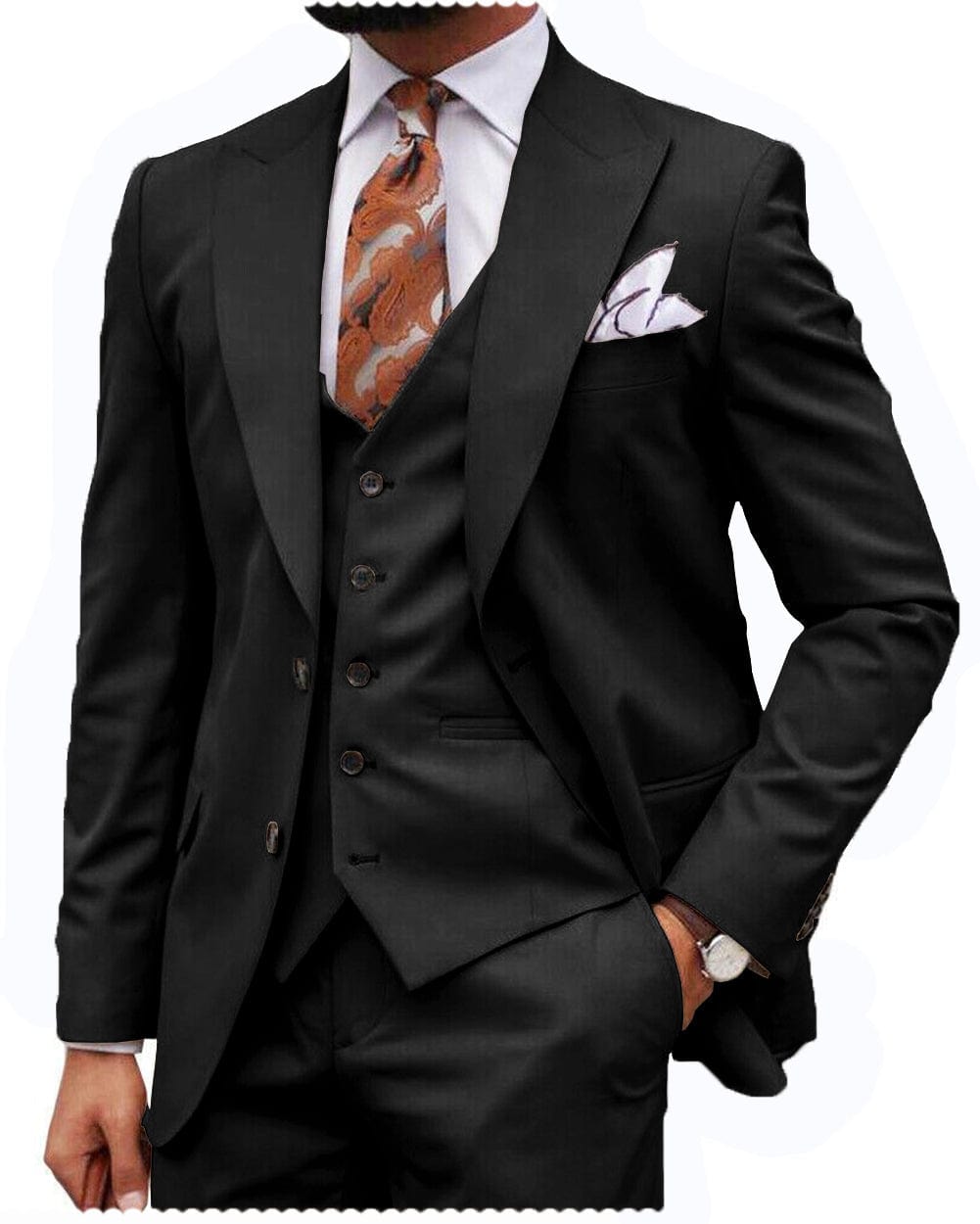 ceehuteey Formal Men's 3 Piece Regular Fit Peak Lapel  Men's Express Suit (Blazer+Vest+Pants)