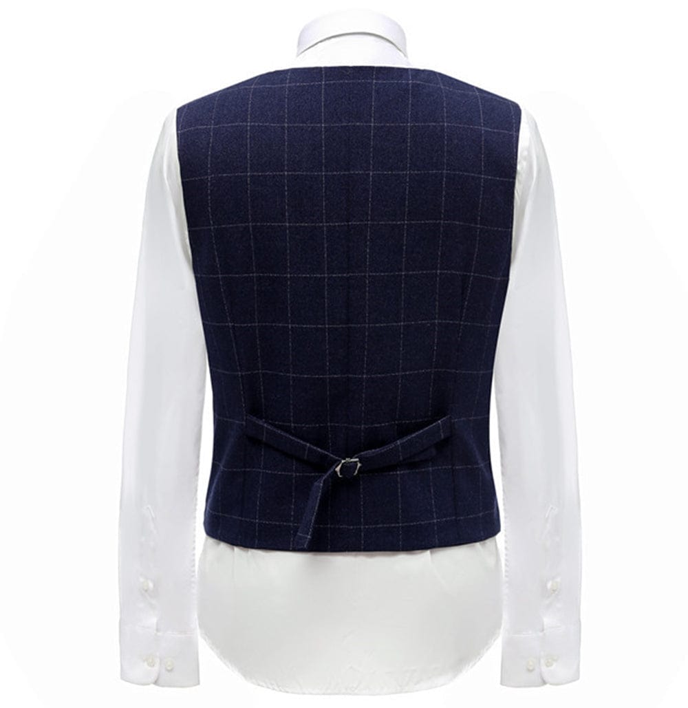 ceehuteey Formal Plaid Peak Lapel Waistcoat Slim Fit Suit Vest