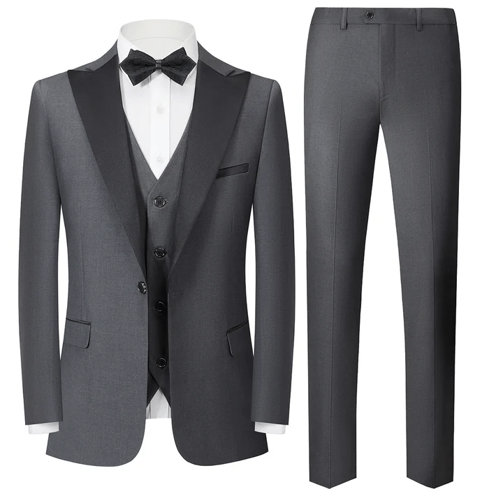 ceehuteey Men's 3-Piece One Button Peak lapel Slim Fit Suit For Wedding Or Party (Blazer+vest+Pants)