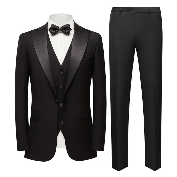 ceehuteey Men's 3-Piece One Button Peak lapel Slim Fit Suit For Wedding Or Party (Blazer+vest+Pants)