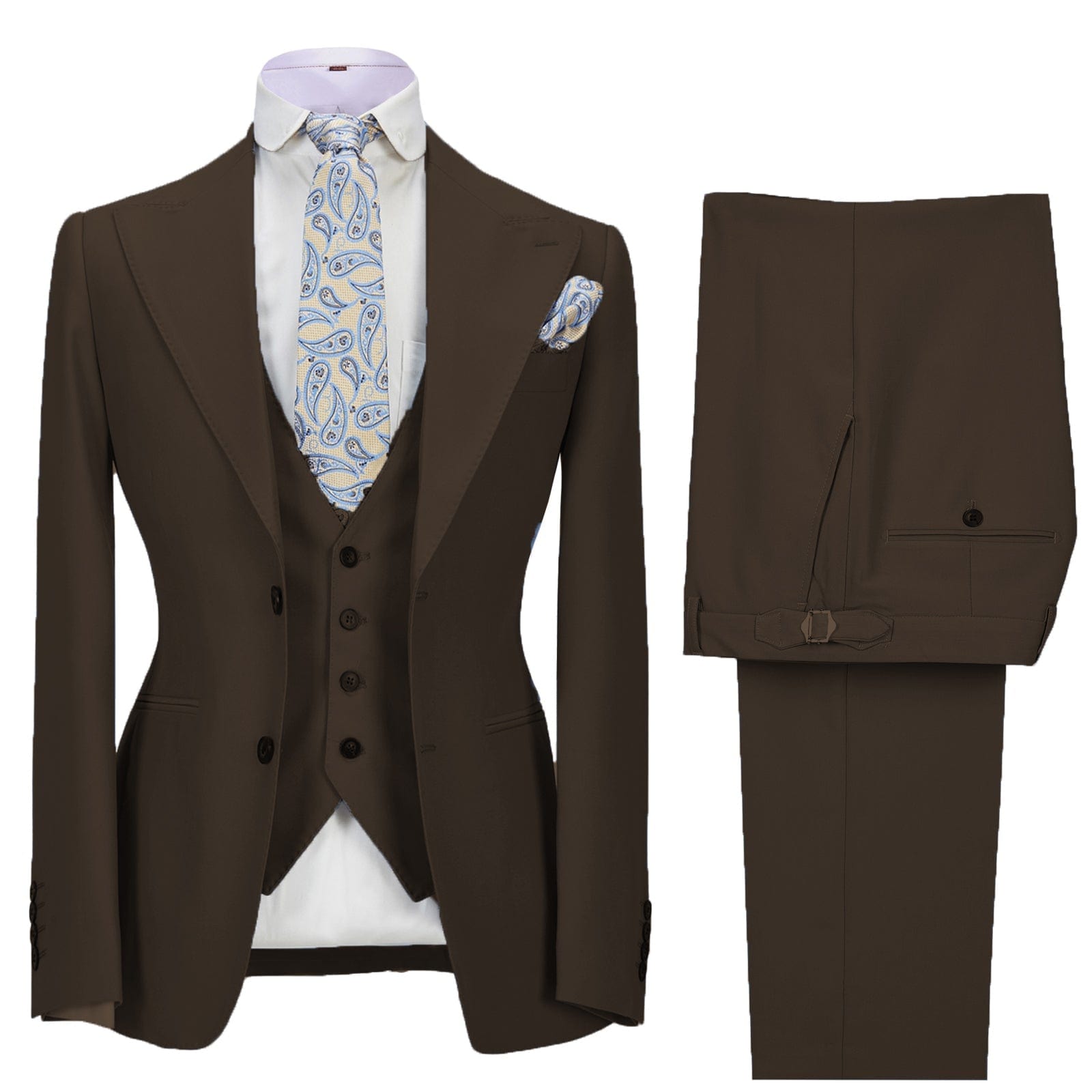 ceehuteey Men's 3 Piece Suit Regular Fit Peak Lapel Tuxedo Suits (Blazer+vest+Pants)