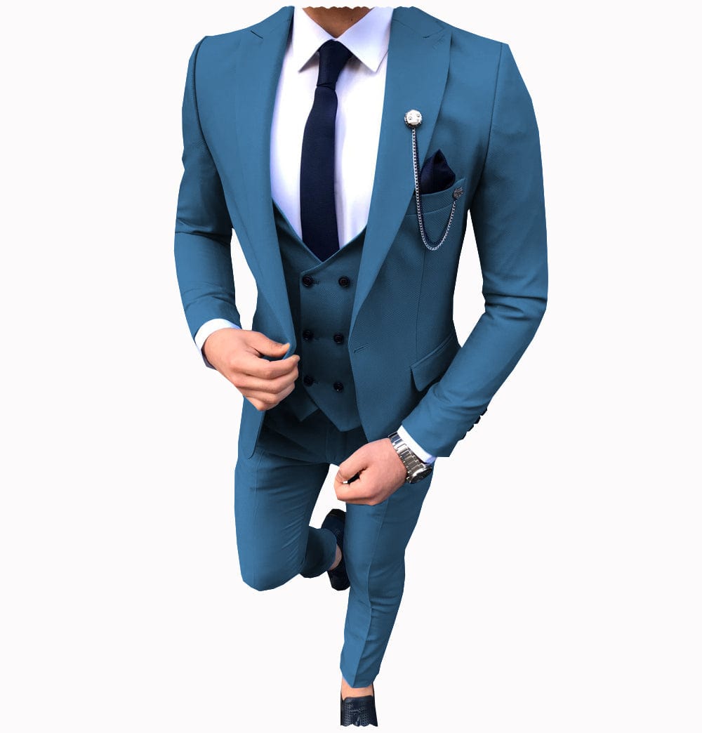 ceehuteey Men's 3 Piece Suit Slim Fit Suits One Button Formal Wedding Prom Suits (Blazer + Vest + Pants)