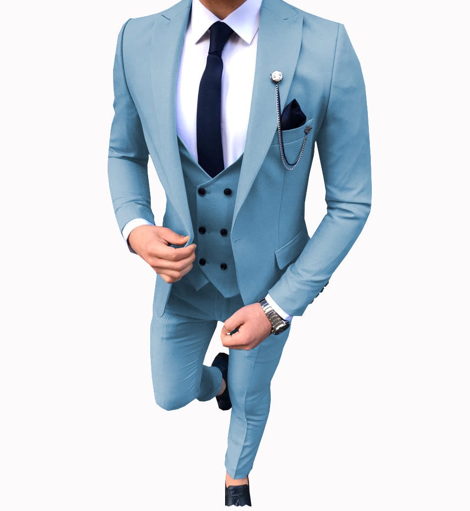 ceehuteey Men's 3 Piece Suit Slim Fit Suits One Button Formal Wedding Prom Suits (Blazer + Vest + Pants)