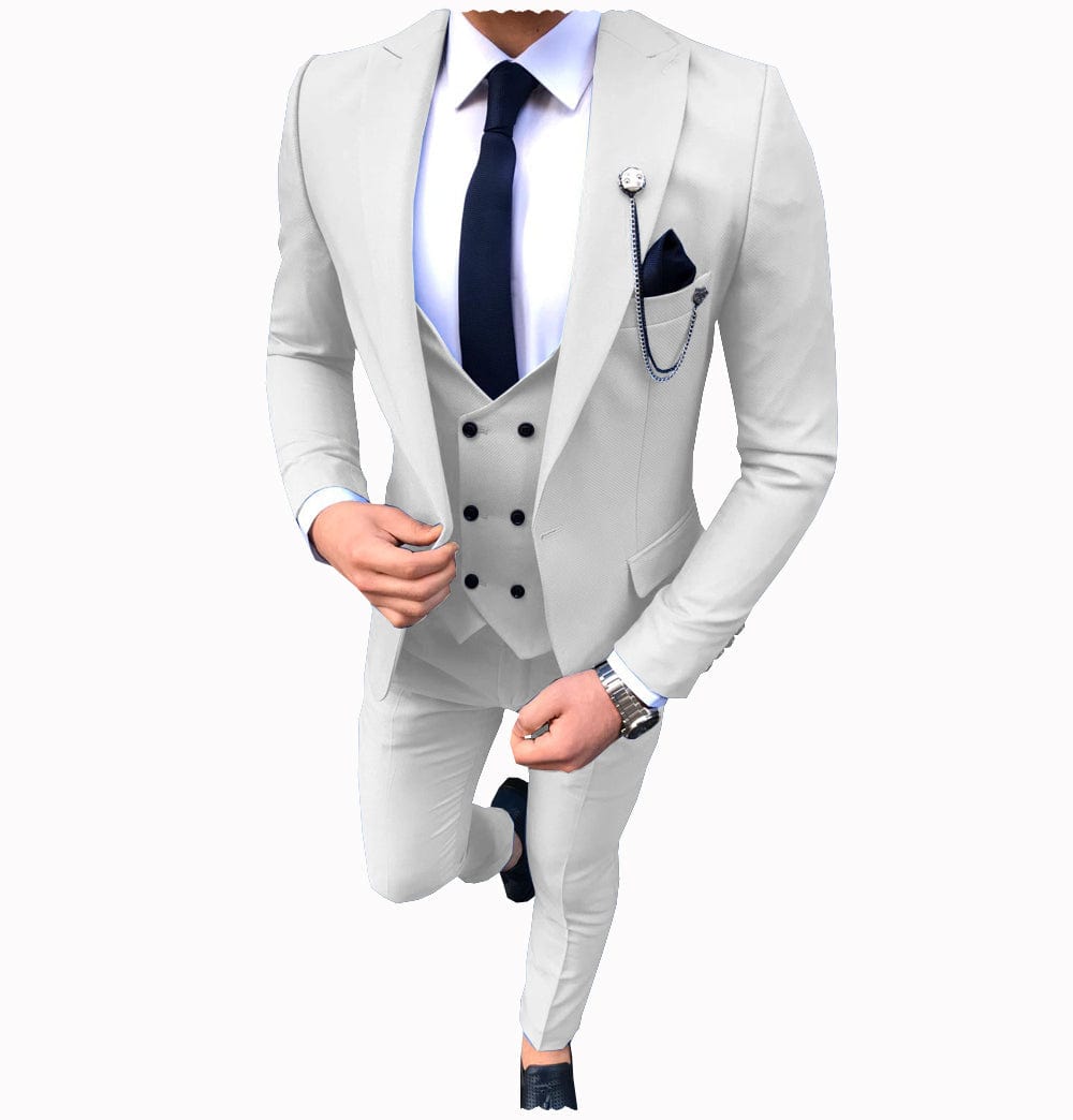 ceehuteey Men's 3 Piece Suit Slim Fit Suits One Button Formal Wedding Prom Suits (Blazer + Vest + Pants)