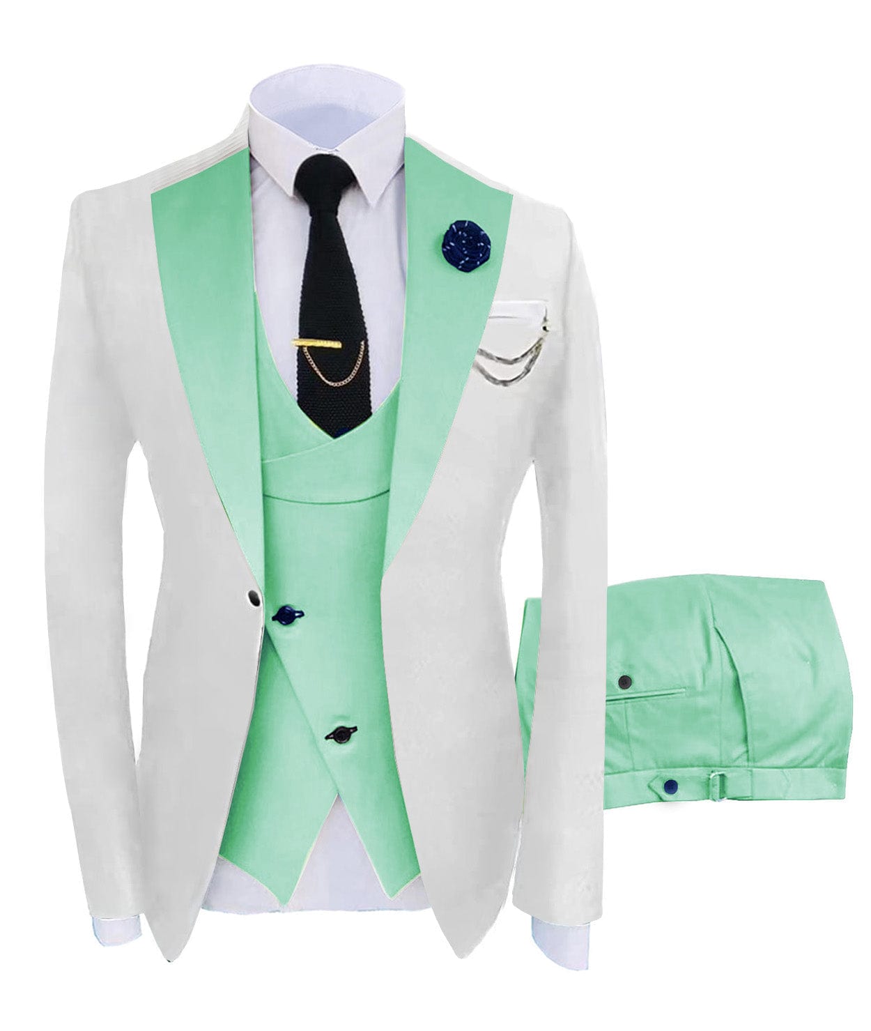 ceehuteey Men's 3 Piece Suits Slim Fit Notch Lapel Western Tuxedos (White Blazer+Vest+ Pant)