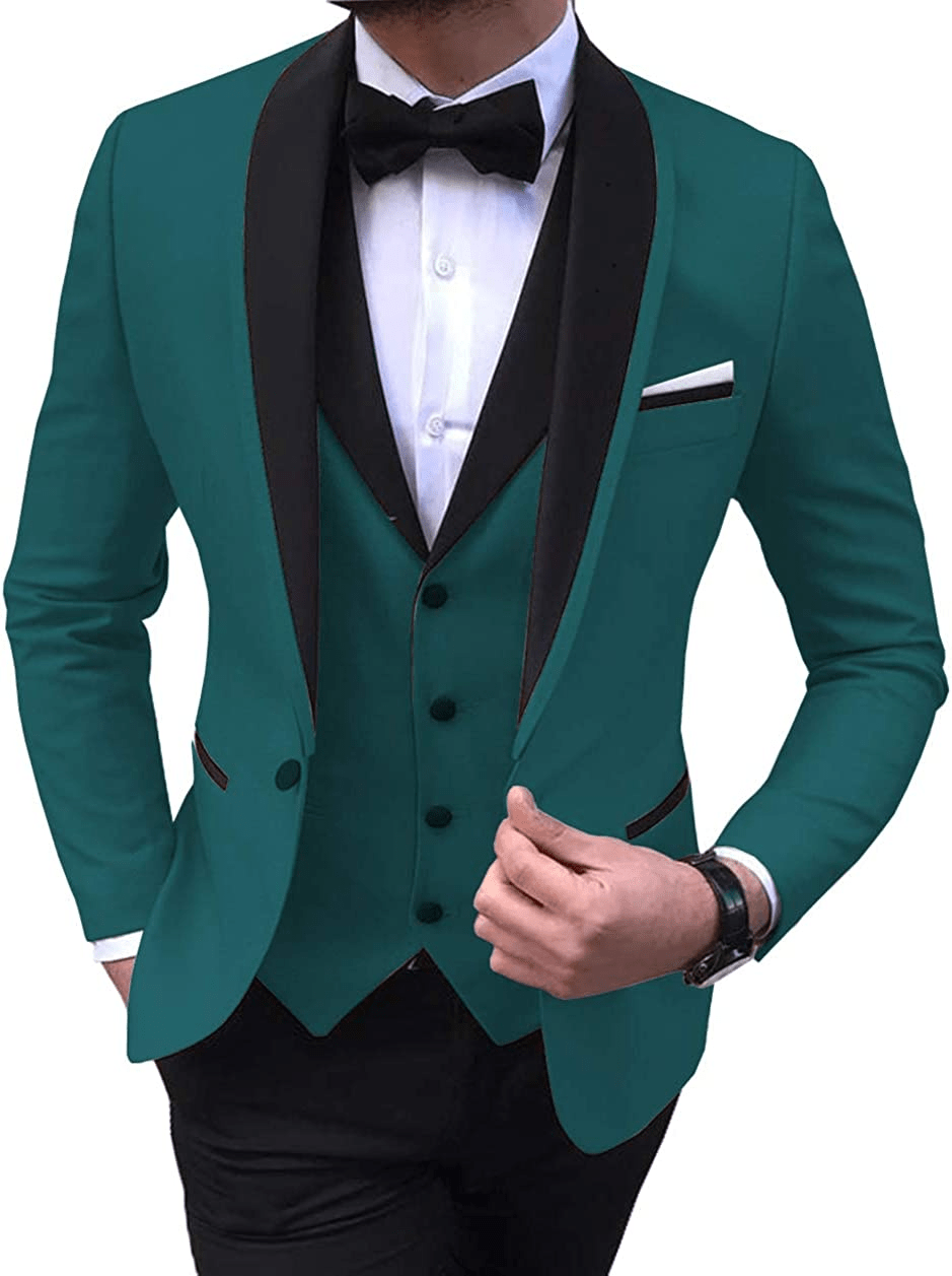 ceehuteey Men's 3 Pieces Fashion Shawl Lapel Tuxedos For Wedding Groomsmen(Blazer+vest+Pants)