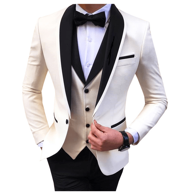 ceehuteey Men's 3 Pieces Fashion Shawl Lapel Tuxedos For Wedding Groomsmen(Blazer+vest+Pants)