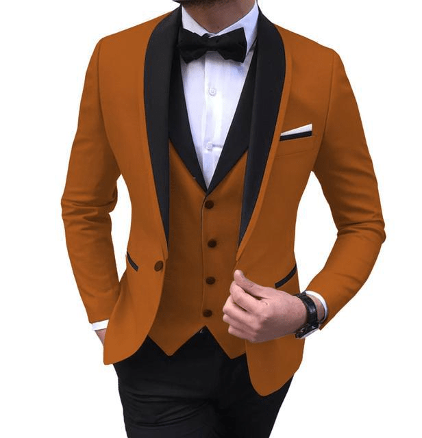 ceehuteey Men's 3 Pieces Fashion Shawl Lapel Tuxedos For Wedding Groomsmen(Blazer+vest+Pants)