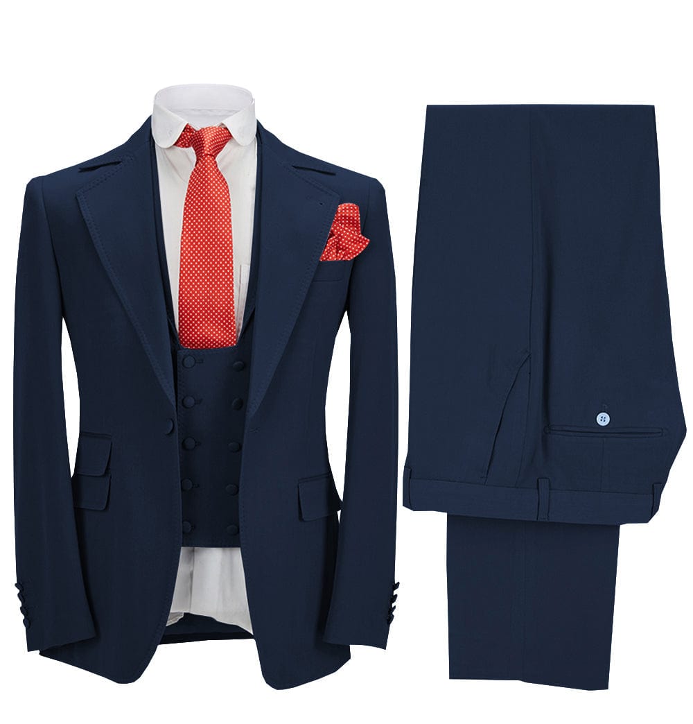 ceehuteey Men's 3 Pieces Formal Notch Lapel Tuxedos Prom Groomsmen (Blazer+Vest+Pants)