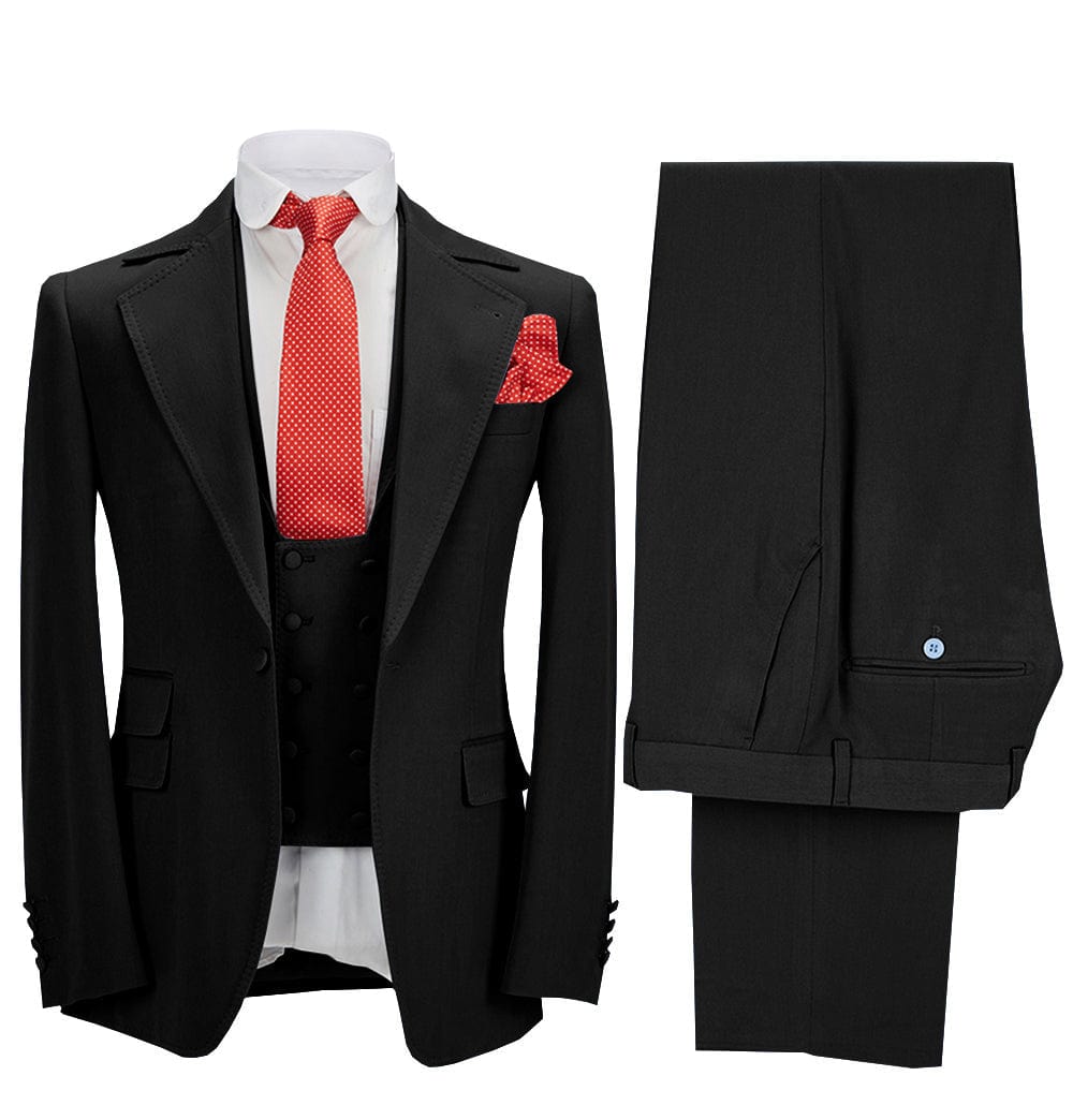 ceehuteey Men's 3 Pieces Formal Notch Lapel Tuxedos Prom Groomsmen (Blazer+Vest+Pants)