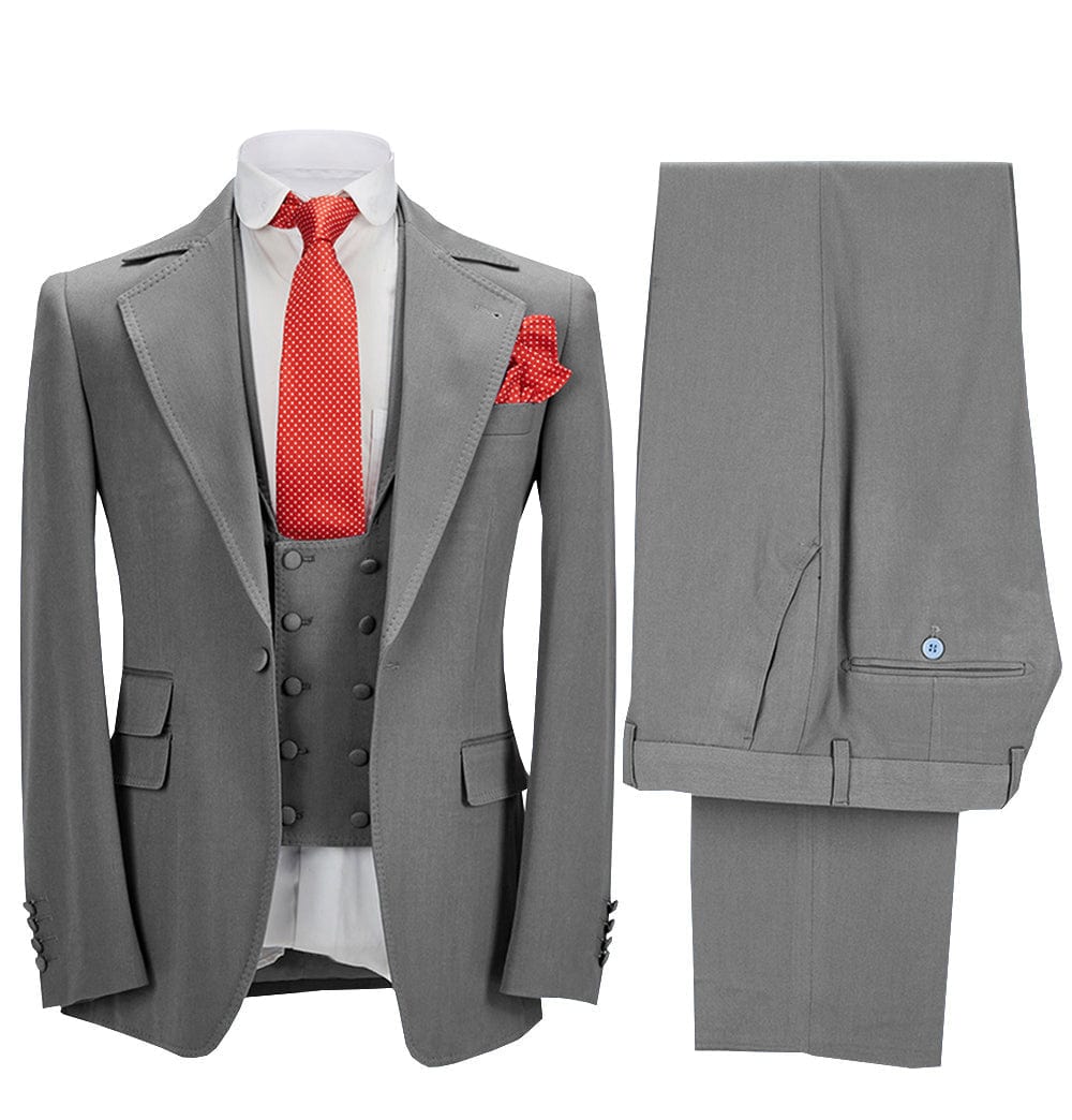 ceehuteey Men's 3 Pieces Formal Notch Lapel Tuxedos Prom Groomsmen (Blazer+Vest+Pants)