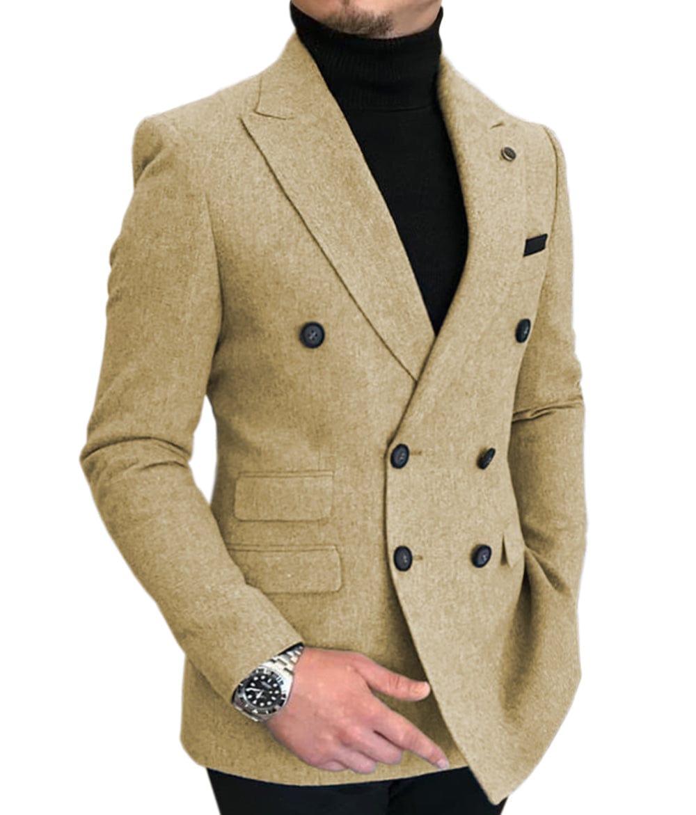 ceehuteey Men's Casual Tweed Regular Fit Notch Lapel Blazer