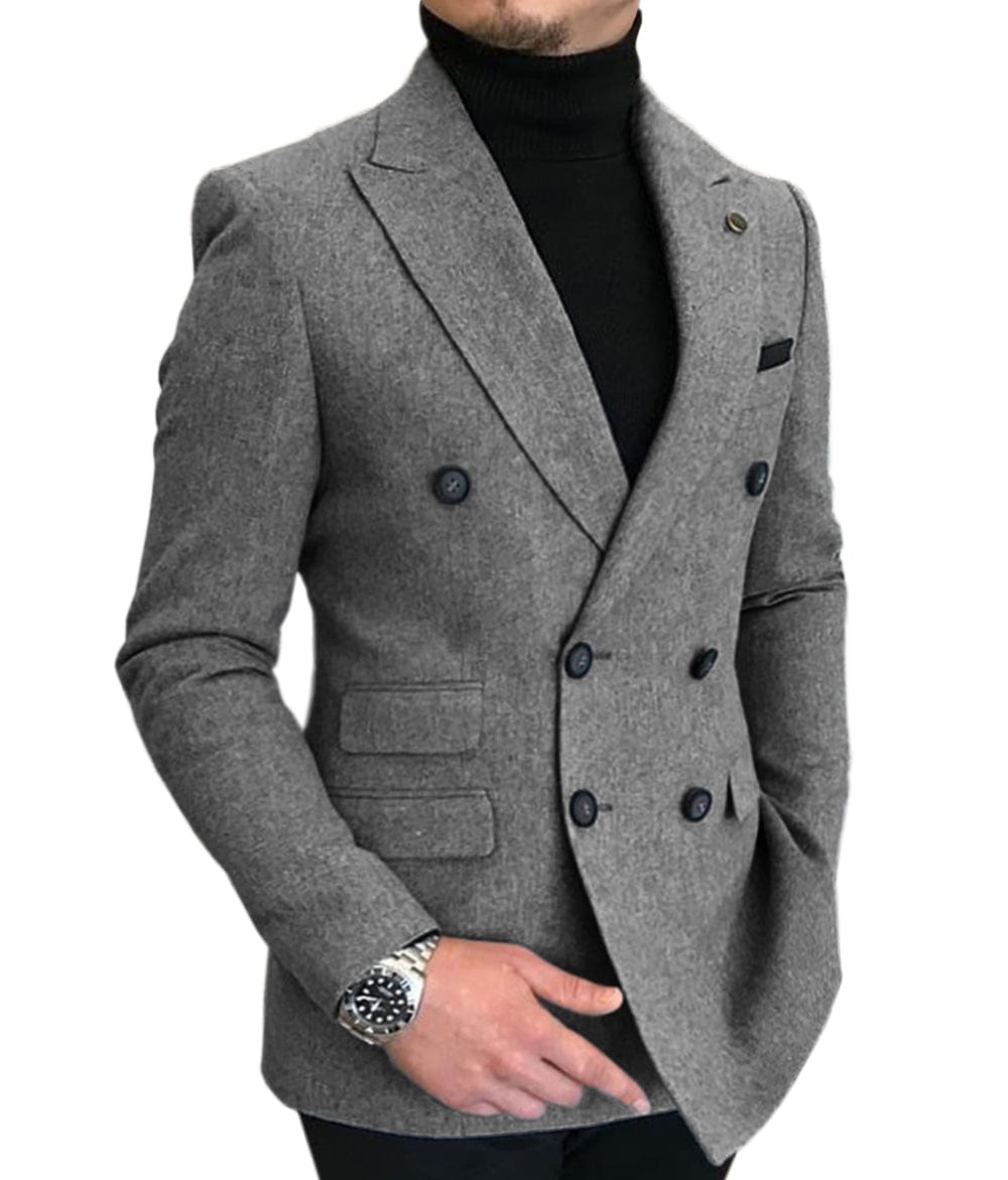 ceehuteey Men's Casual Tweed Regular Fit Notch Lapel Blazer