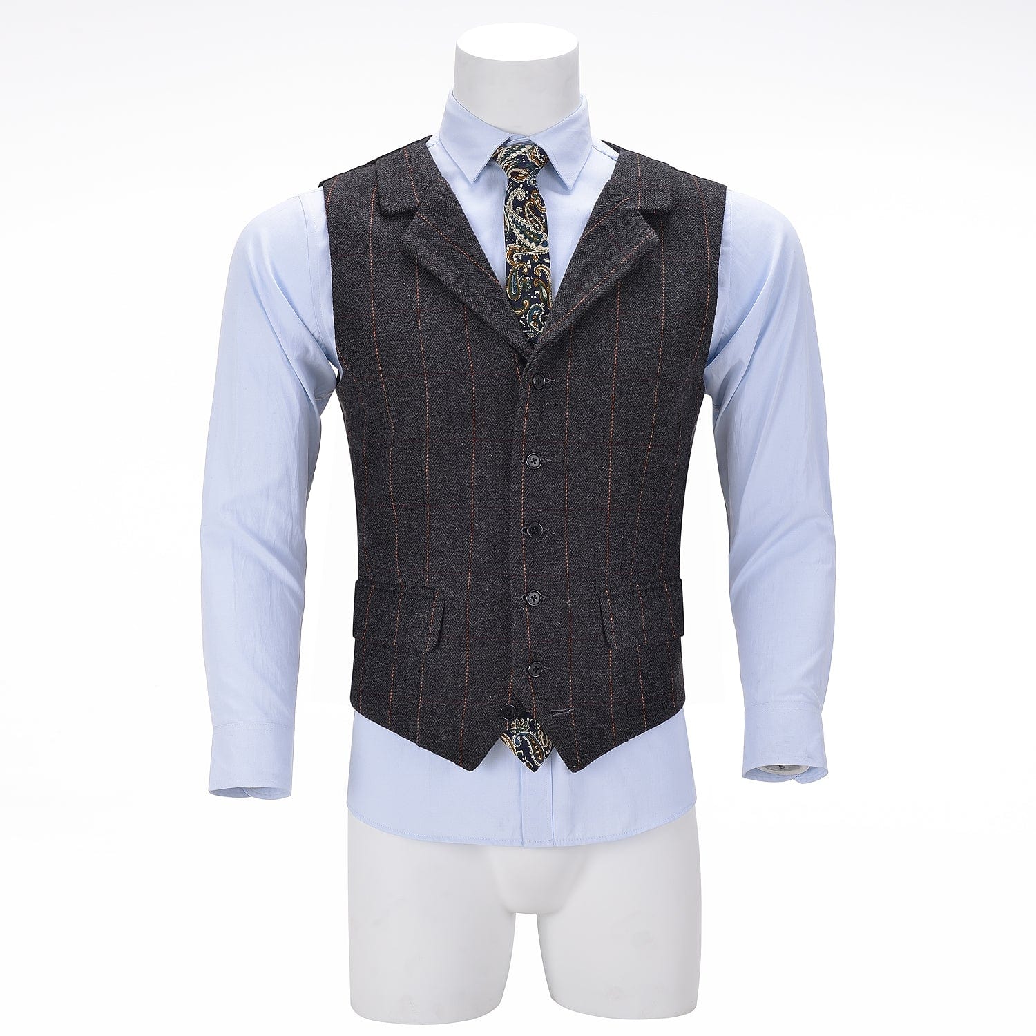 ceehuteey Men's Classic Fashion Notch Lapel pinstripe Waistcoat