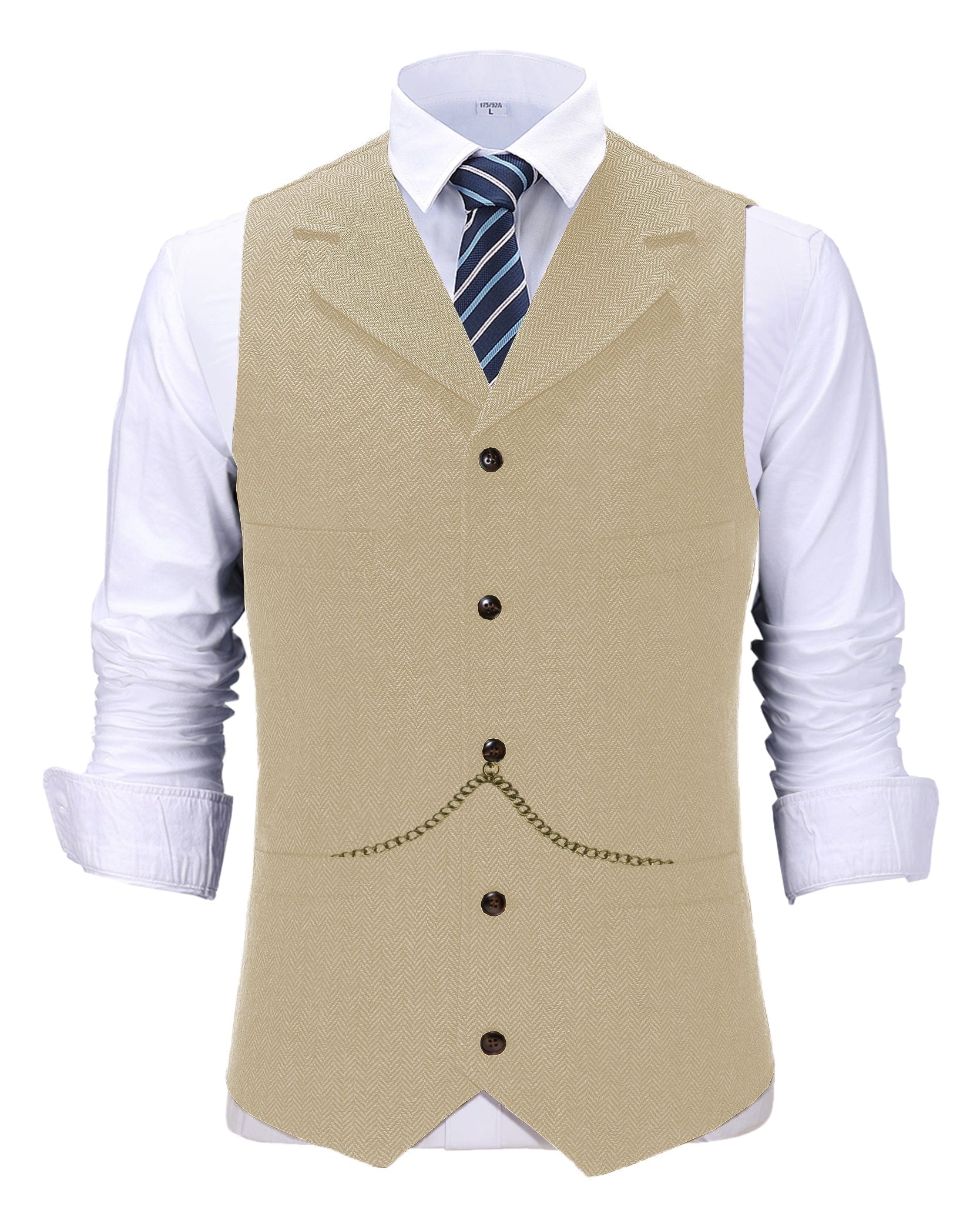 ceehuteey Men's Classic Slim Fit Tweed Herringbone Notch Lapel Suit Vest Waistcoat