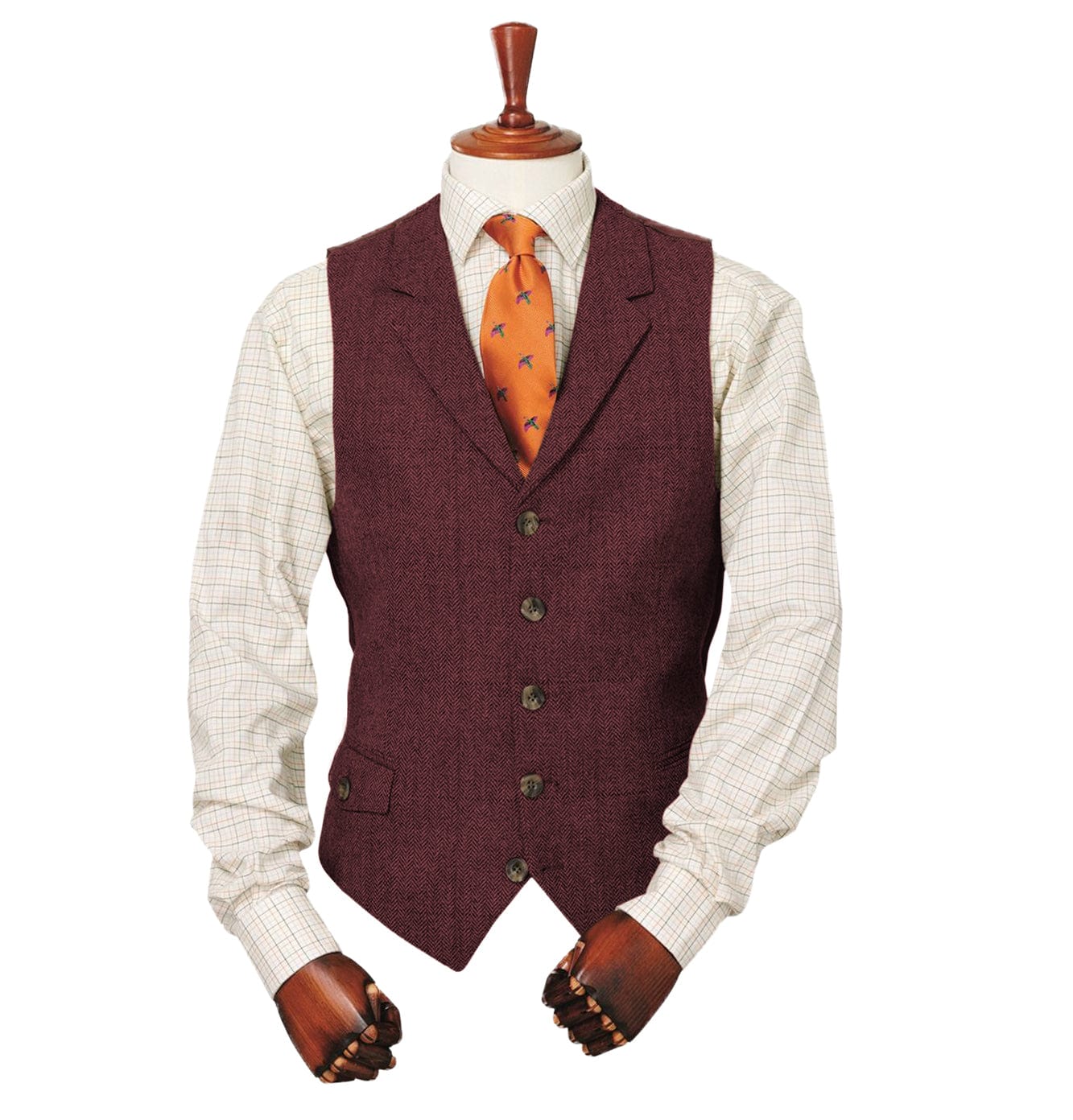 ceehuteey Men's Classic vintage Herringbone Notch Lapel Waistcoat