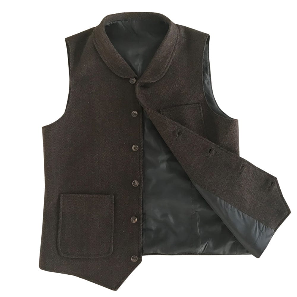 ceehuteey Men's Double Breasted Fashion Herringbone V Neck Waistcoat