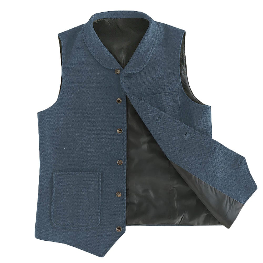 ceehuteey Men's Double Breasted Fashion Herringbone V Neck Waistcoat