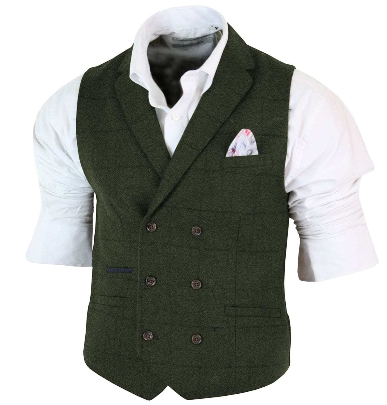 ceehuteey Men's Fashion Double Breasted Herringbone Notch Lapel Waistcoat