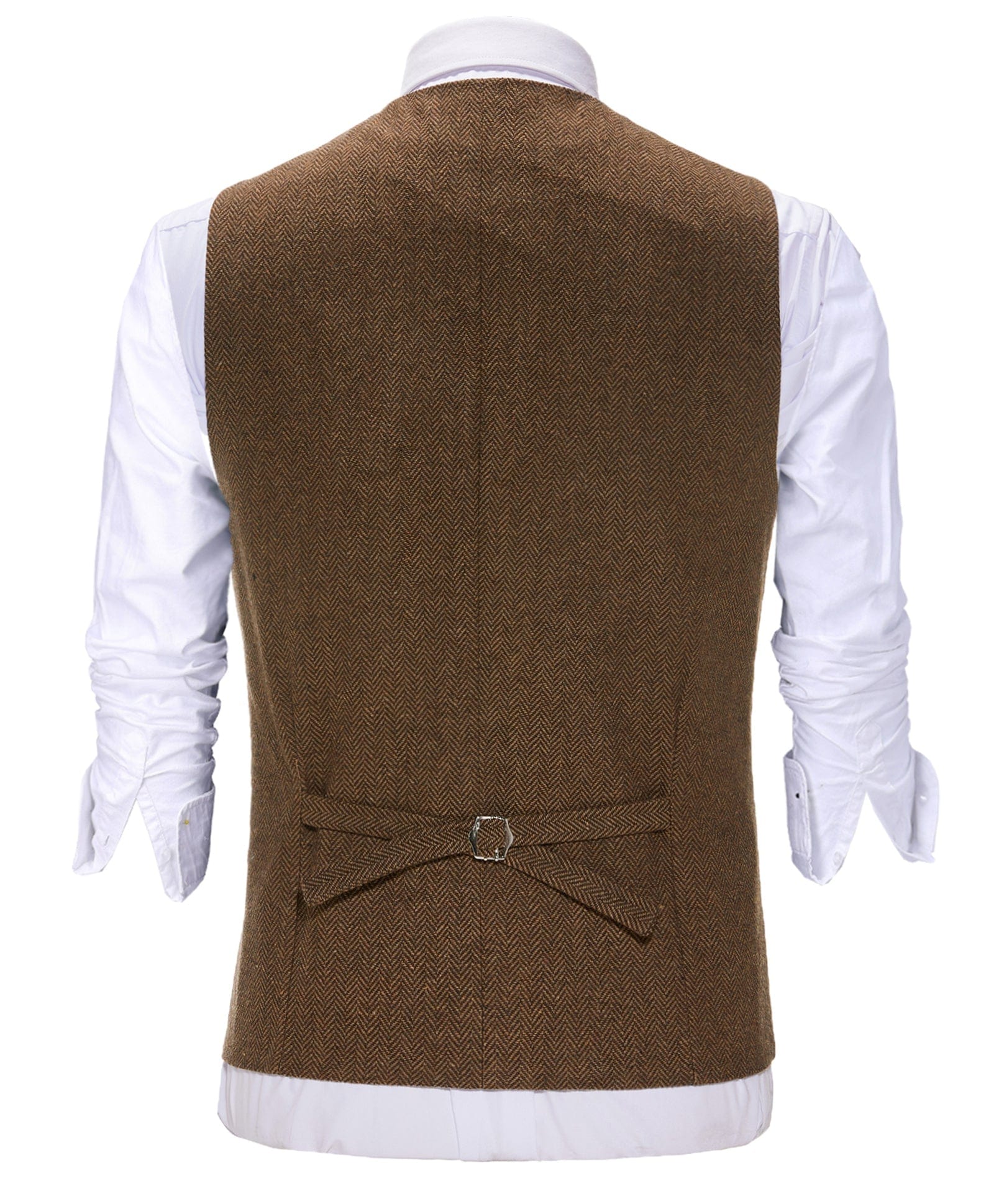 ceehuteey Men's Fashion Notch Lapel Tweed Herringbone Waistcoat