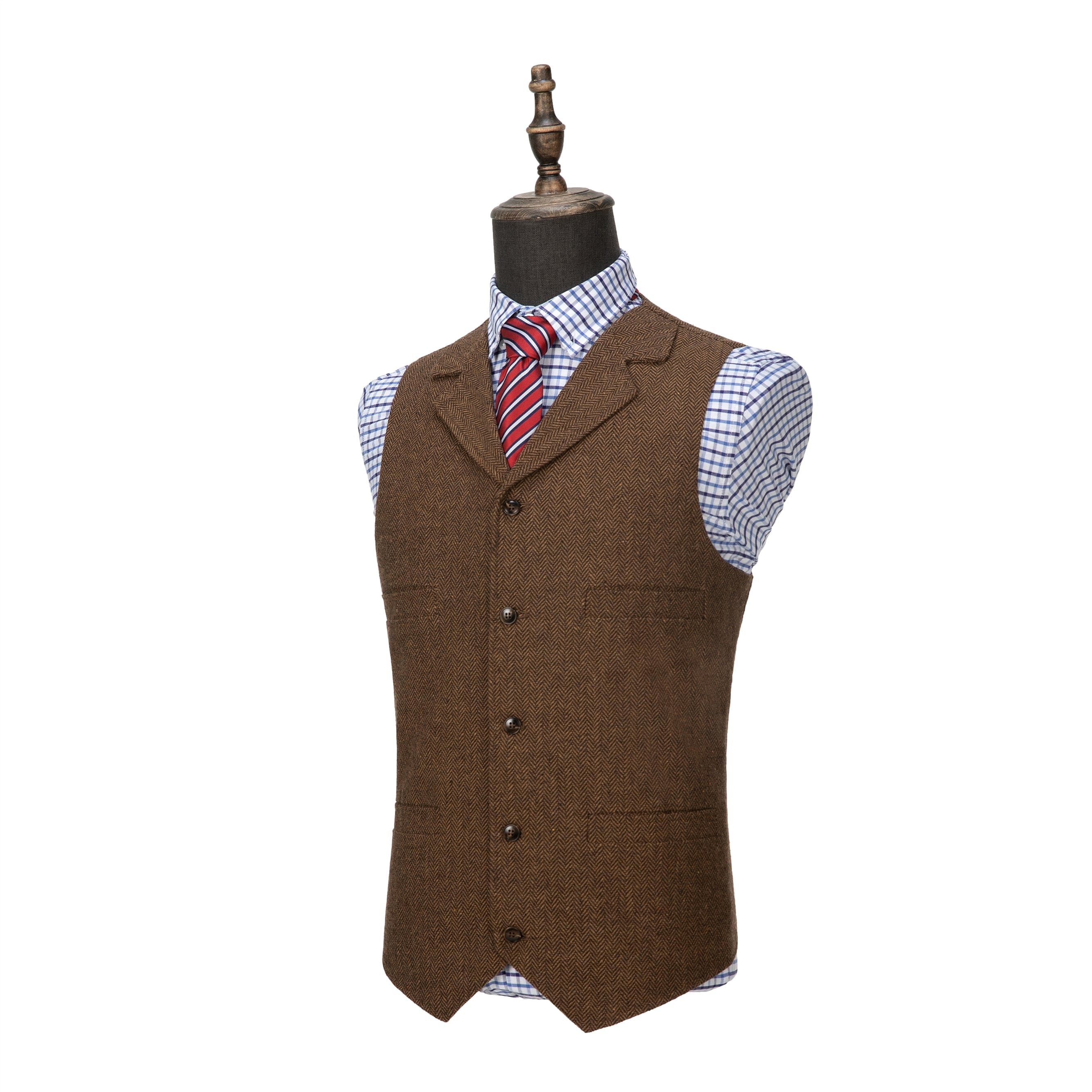 ceehuteey Men's Fashion Suit Vest Herringbone Notch Lapel Waistcoat