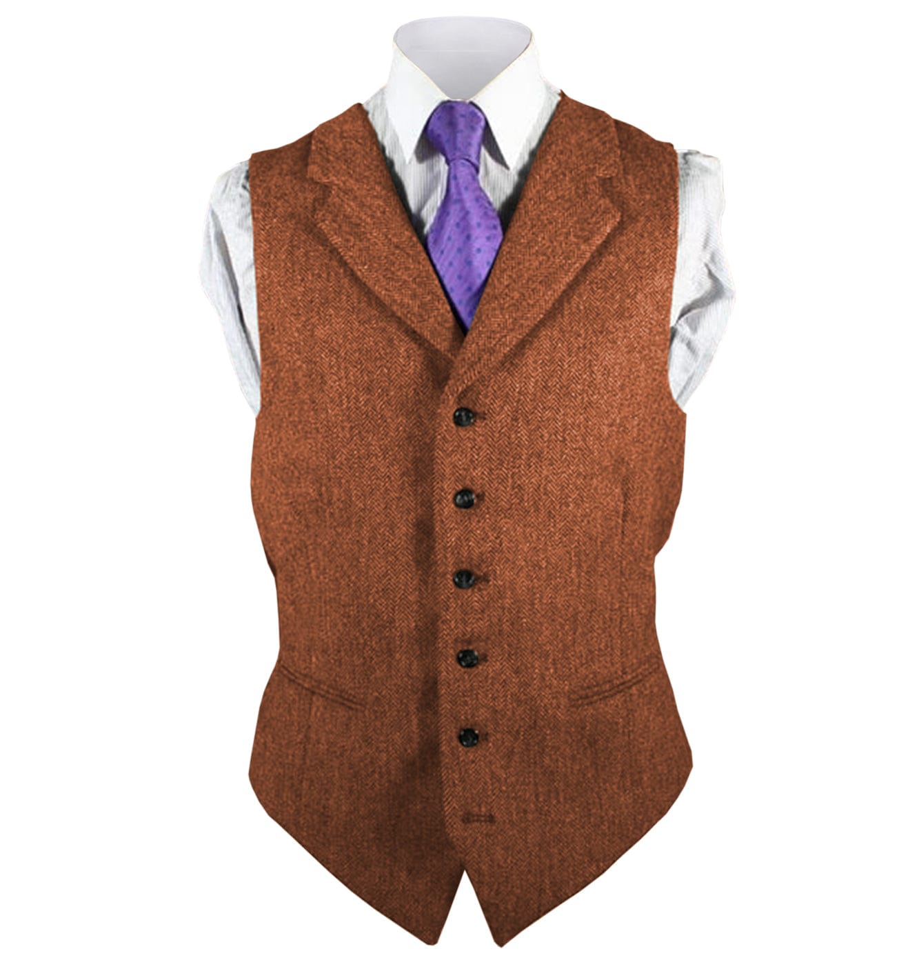 ceehuteey Men's Leisure Fashion Notch Lapel Herringbone Waistcoat (Copy)