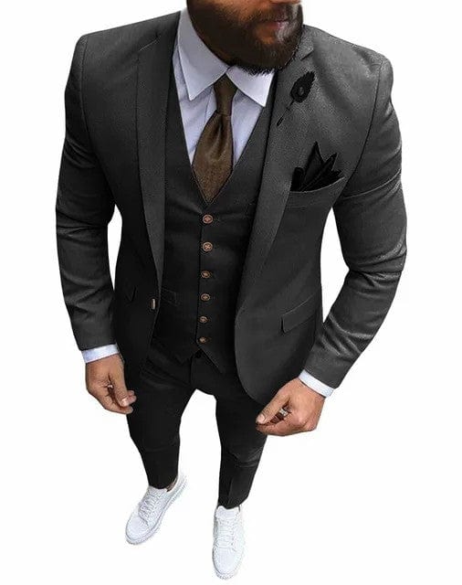 ceehuteey Men's Suits 3 Pieces Single Breasted Lapel Slim Fit Formal Tuxedos For Wedding Groomsmen