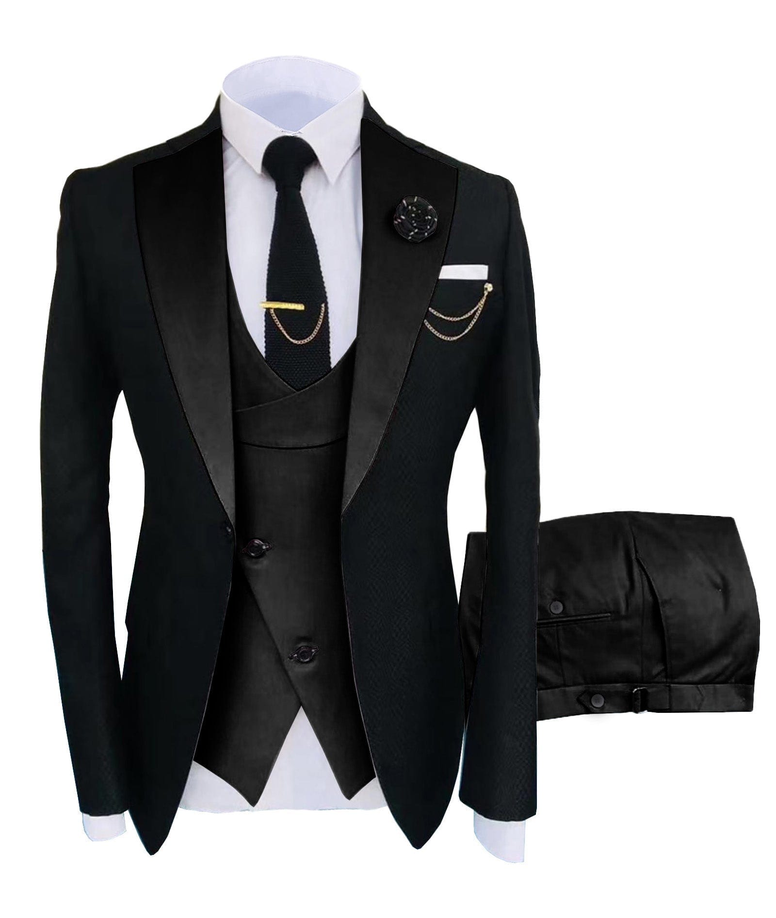 ceehuteey Men's Suits Slim Fit 3 Pieces Notch Lapel Tuxedos for Wedding (Blazer+Vest+Pant)