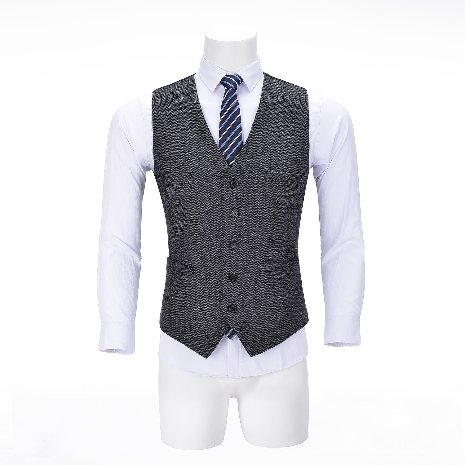 ceehuteey Men's Tweed Herringbone Paneled Satin Vest Slim Fit Waistcoat